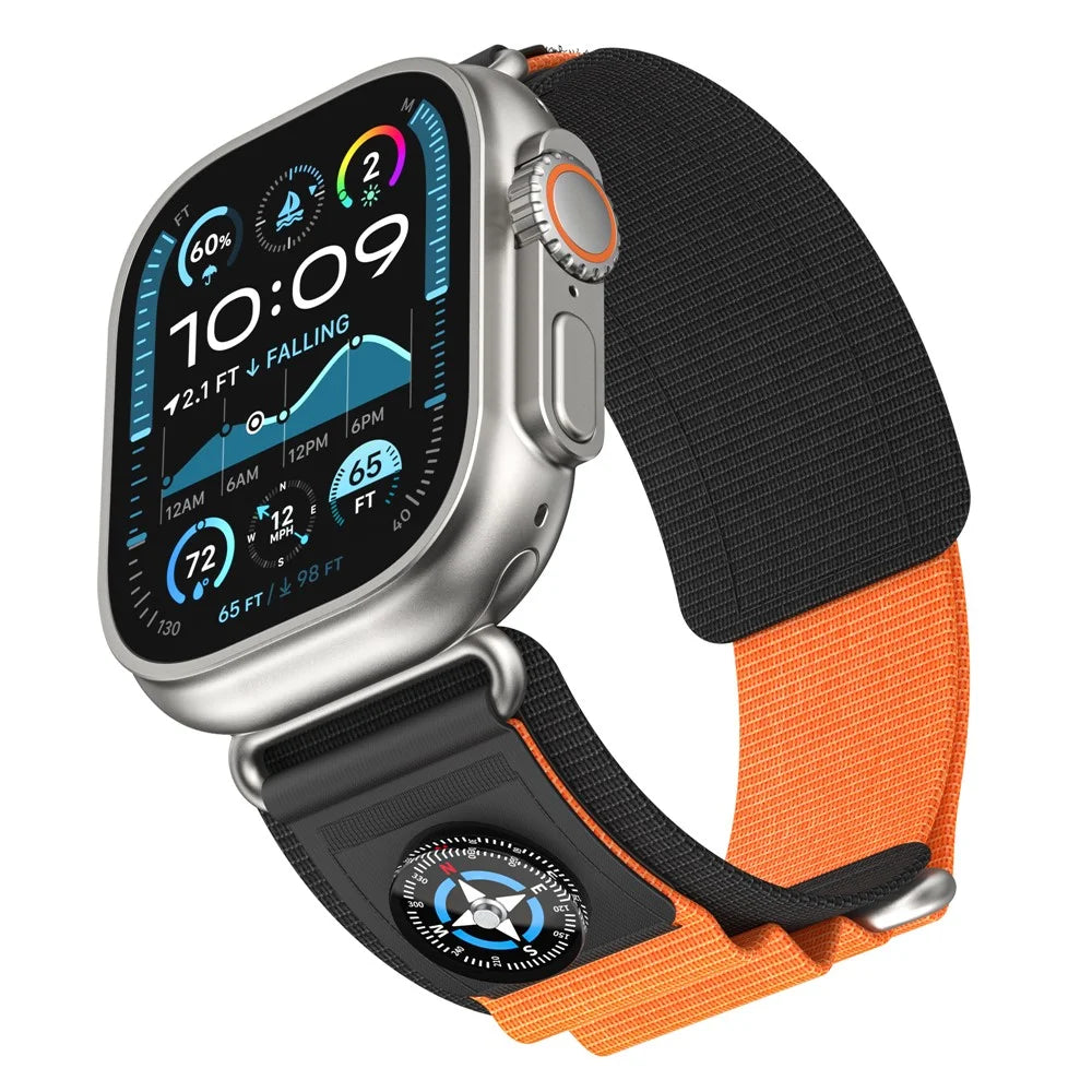 Replacement Strap for Apple Watch Ultra 3 2 1 49mm / Series 11 10 46mm / 9 8 7 45mm / SE3 SE2 SE 6 5 4 44mm / 3 2 1 42mm Watch Band with Compass - Orange - 2