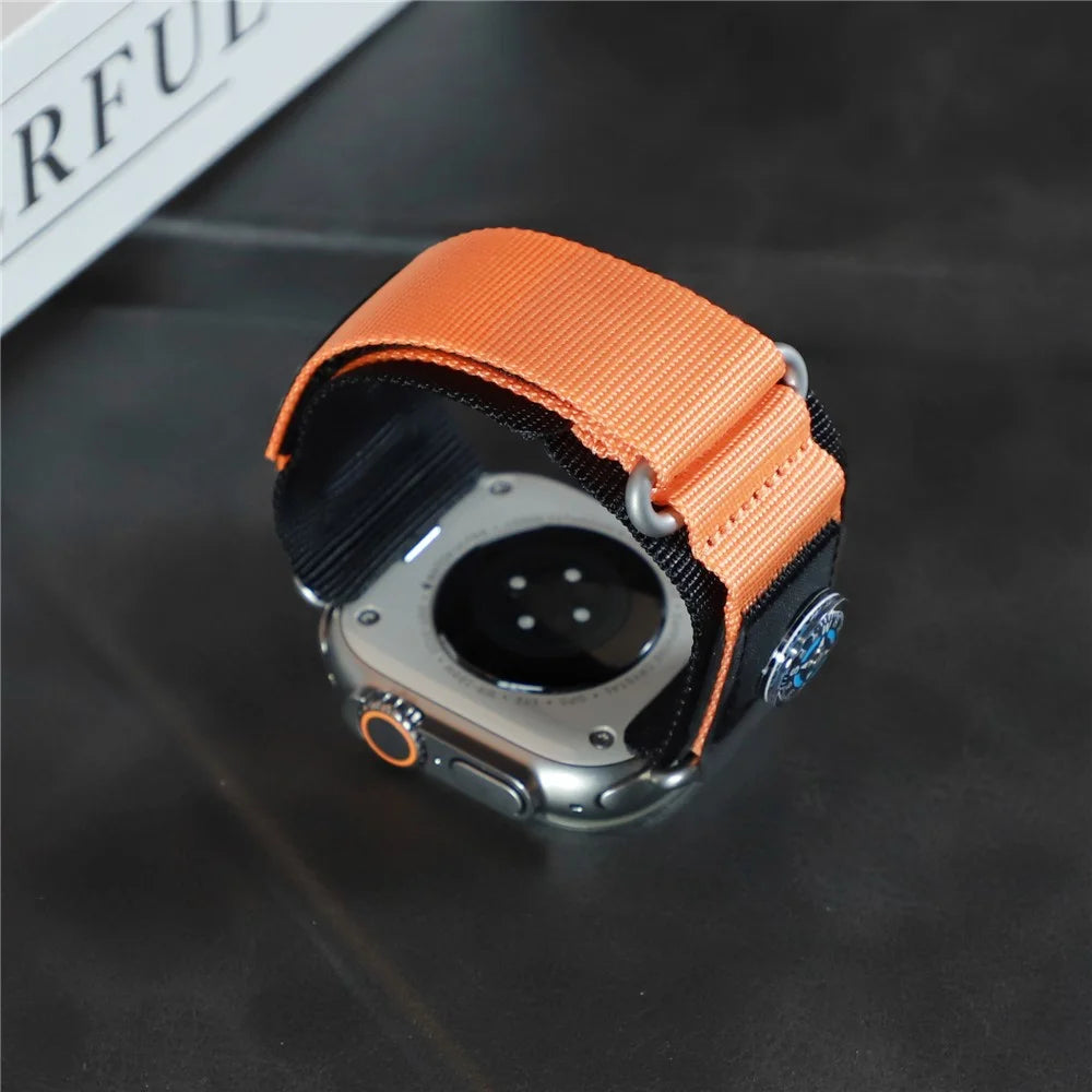 Replacement Strap for Apple Watch Ultra 3 2 1 49mm / Series 11 10 46mm / 9 8 7 45mm / SE3 SE2 SE 6 5 4 44mm / 3 2 1 42mm Watch Band with Compass - Orange - 5