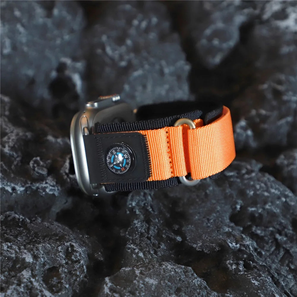 Replacement Strap for Apple Watch Ultra 3 2 1 49mm / Series 11 10 46mm / 9 8 7 45mm / SE3 SE2 SE 6 5 4 44mm / 3 2 1 42mm Watch Band with Compass - Orange - 6