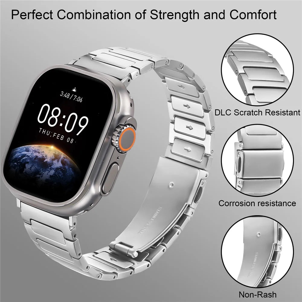 Metal Watch Band for Apple Watch Series 10 9 8 7 SE 6 5 4 3 2 1 42mm 41mm 40mm 38mm Adjustable Watch Strap - Silver - 3