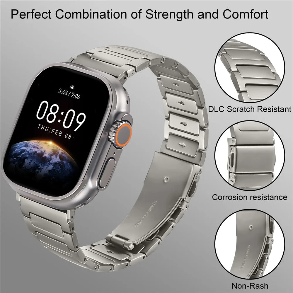 Metal Watch Band for Apple Watch Series 11 10 42mm / 9 8 7 41mm / SE3 SE2 SE 6 5 4 40mm / 3 2 1 38mm Adjustable Watch Strap - Titanium - 3