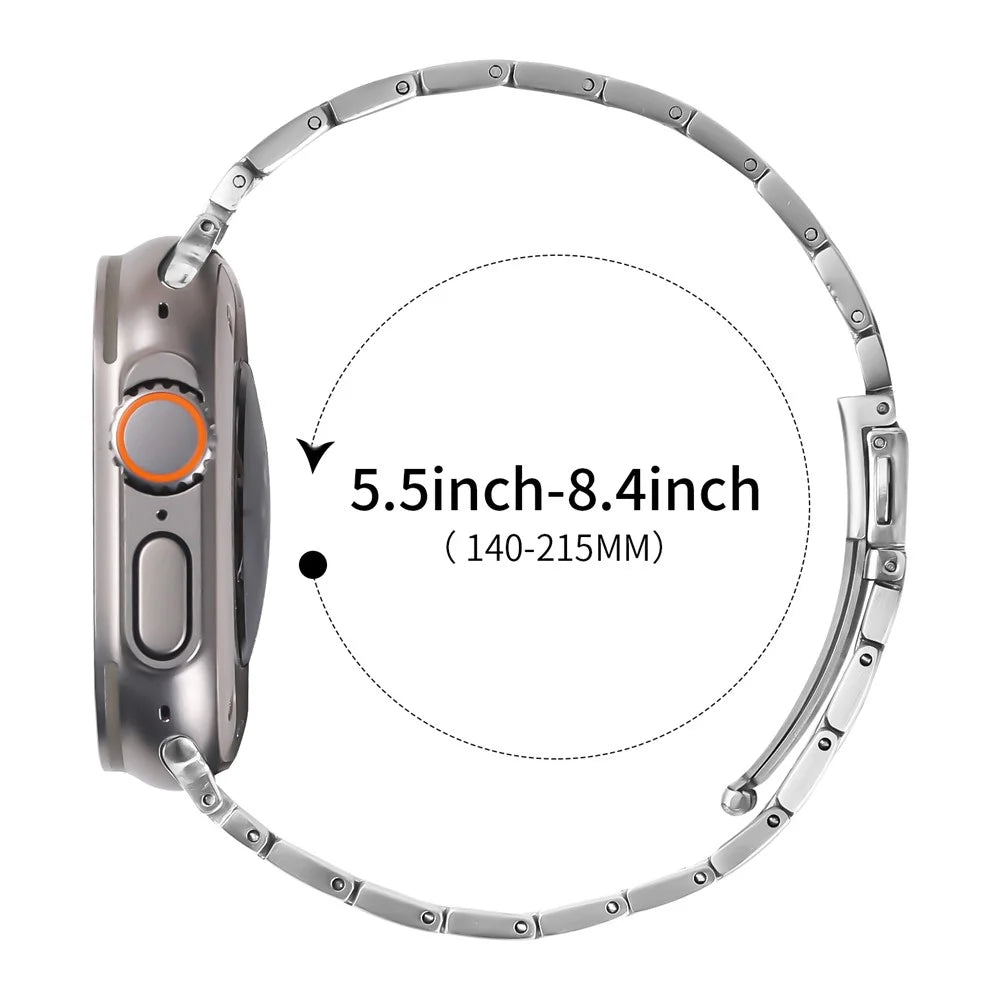 Metal Watch Band for Apple Watch Series 10 Ultra 9 8 7 SE 6 5 4 3 2 1 46mm 49mm 45mm 44mm 42mm Adjustable Watch Strap - Silver - 6