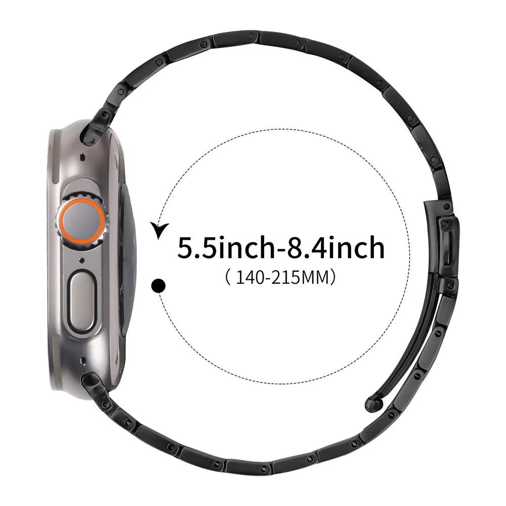 Metal Watch Band for Apple Watch Series 10 Ultra 9 8 7 SE 6 5 4 3 2 1 46mm 49mm 45mm 44mm 42mm Adjustable Watch Strap - Black - 6