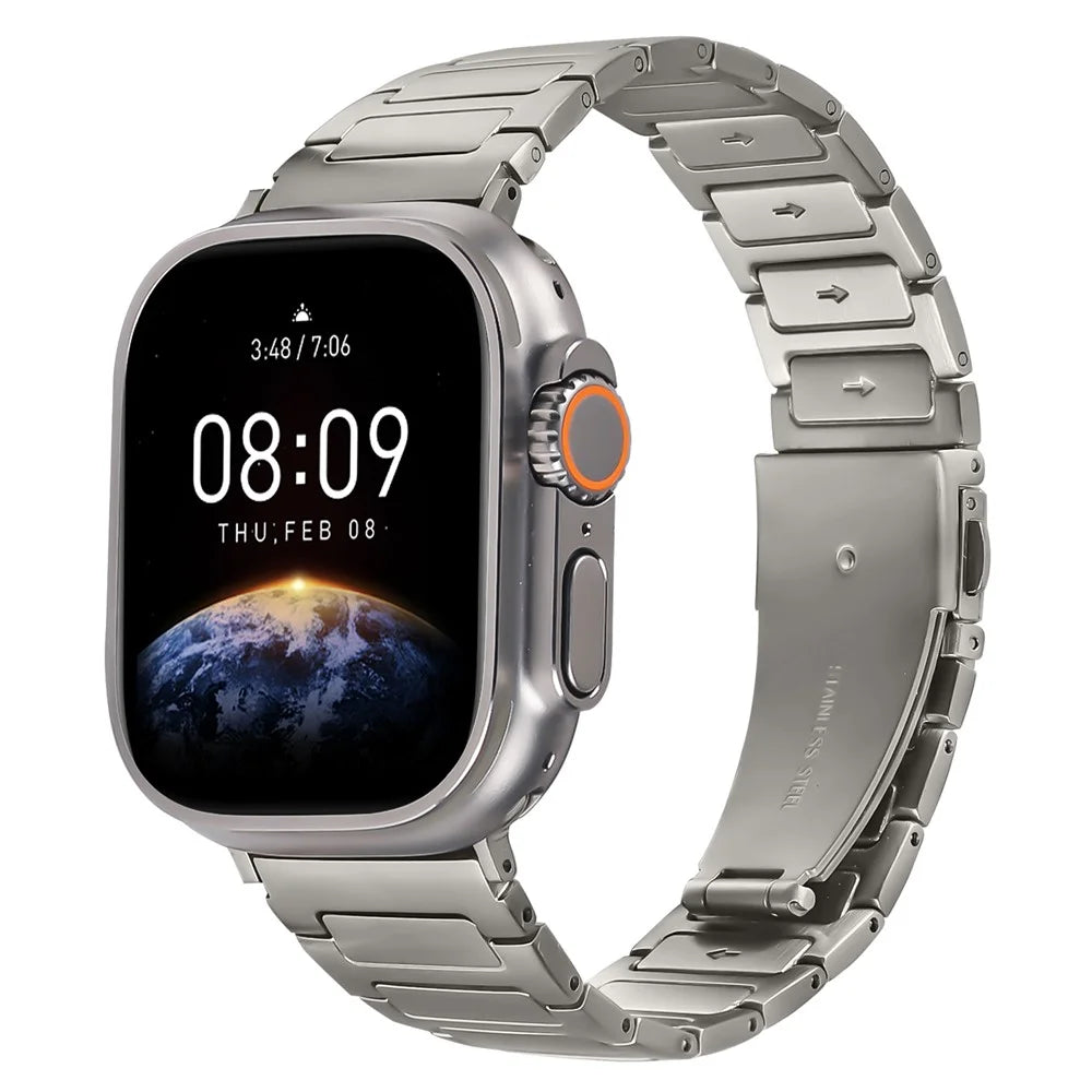 Metal Watch Band for Apple Watch Ultra 3 2 1 49mm / Series 11 10 46mm / 9 8 7 45mm / SE3 SE2 SE 6 5 4 44mm / 3 2 1 42mm Adjustable Watch Strap - Titanium - 2