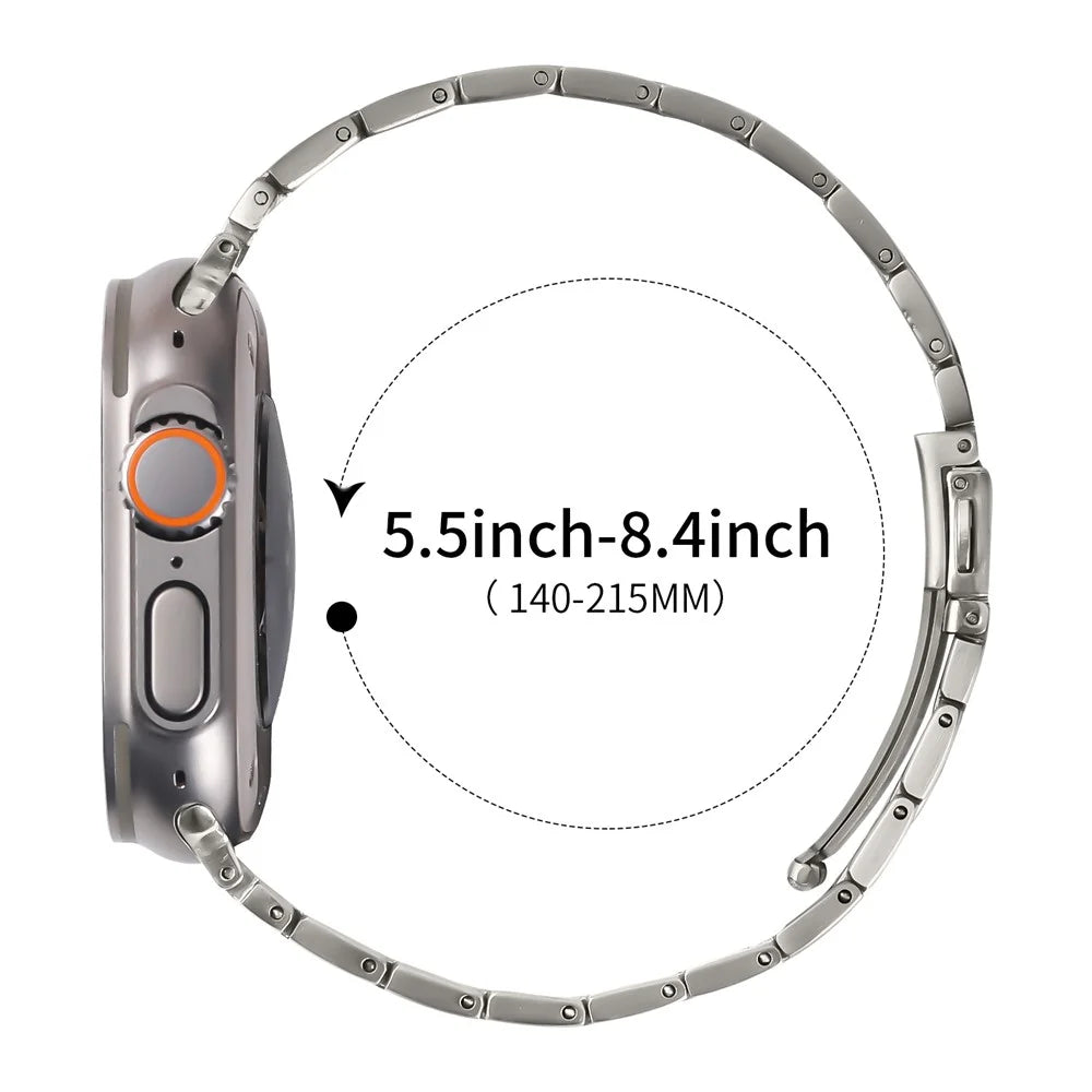 Metal Watch Band for Apple Watch Ultra 3 2 1 49mm / Series 11 10 46mm / 9 8 7 45mm / SE3 SE2 SE 6 5 4 44mm / 3 2 1 42mm Adjustable Watch Strap - Titanium - 6
