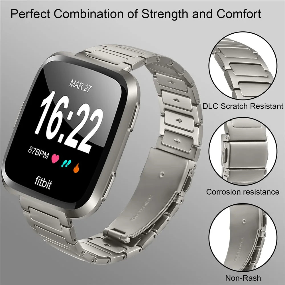 Metal Watch Band for Fitbit Versa 2 / Versa Lite / Versa Adjustable Watch Strap - Titanium - 3