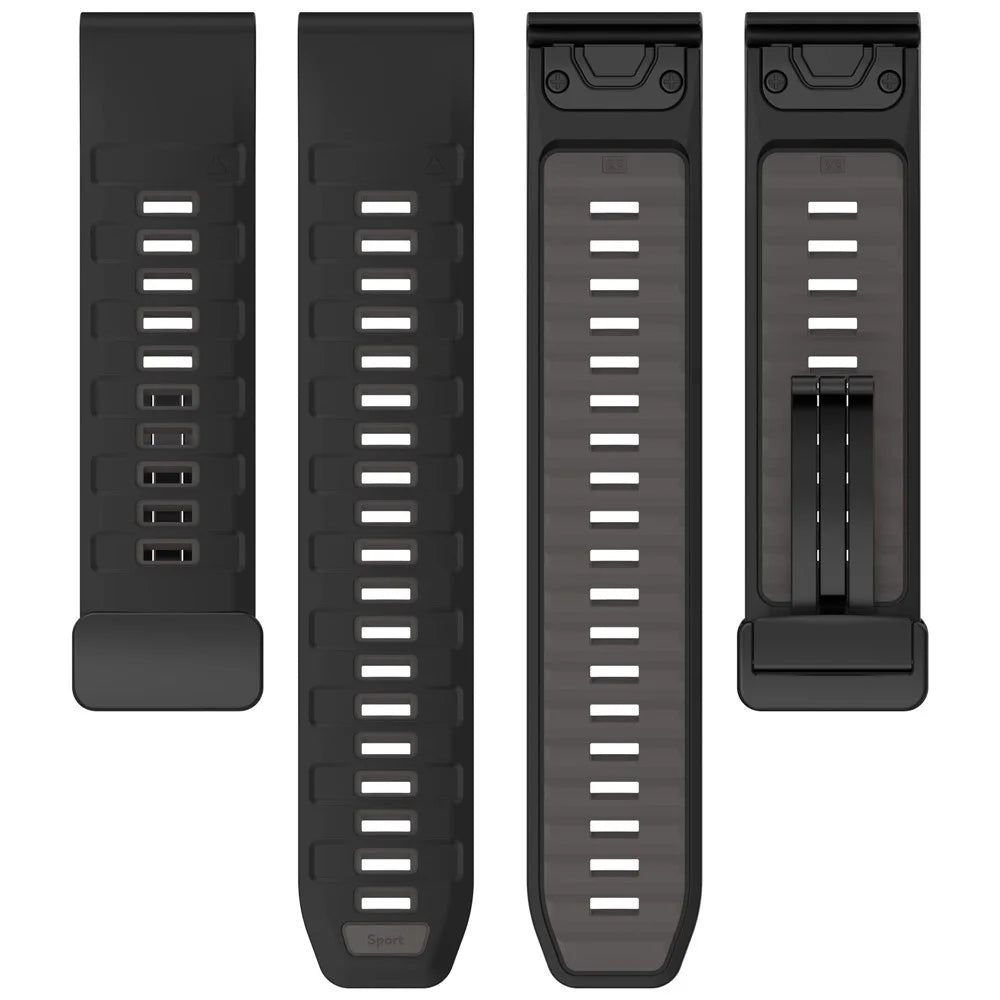 26mm Watch Band For Garmin Enduro 3 / Fenix 8 51mm / Instinct 2X Breathable Silicone Strap with Magnetic Folding Clasp - Orange+Black - 5