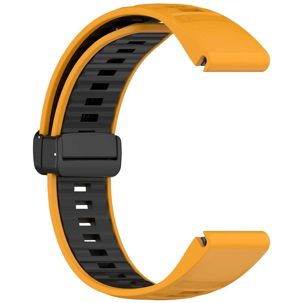 22mm Watch Band For Garmin Fenix 8 47mm / Fenix E 47mm / Quatix 7 Pro Breathable Silicone Strap with Magnetic Folding Clasp - Orange+Black - 3