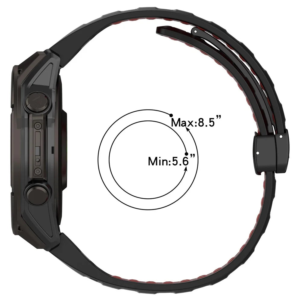 22mm Watch Band For Garmin Fenix 8 47mm / Fenix E 47mm / Quatix 7 Pro Breathable Silicone Strap with Magnetic Folding Clasp - Orange+Black - 7
