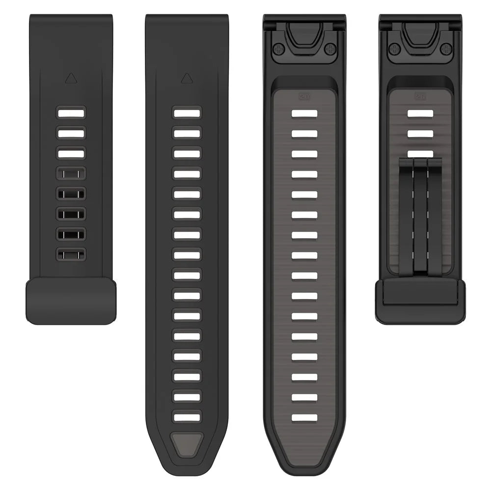20mm Watch Band For Garmin Fenix 8 43mm / Descent MK3i / Fenix 7S Breathable Silicone Strap with Magnetic Folding Clasp - Orange+Black - 5