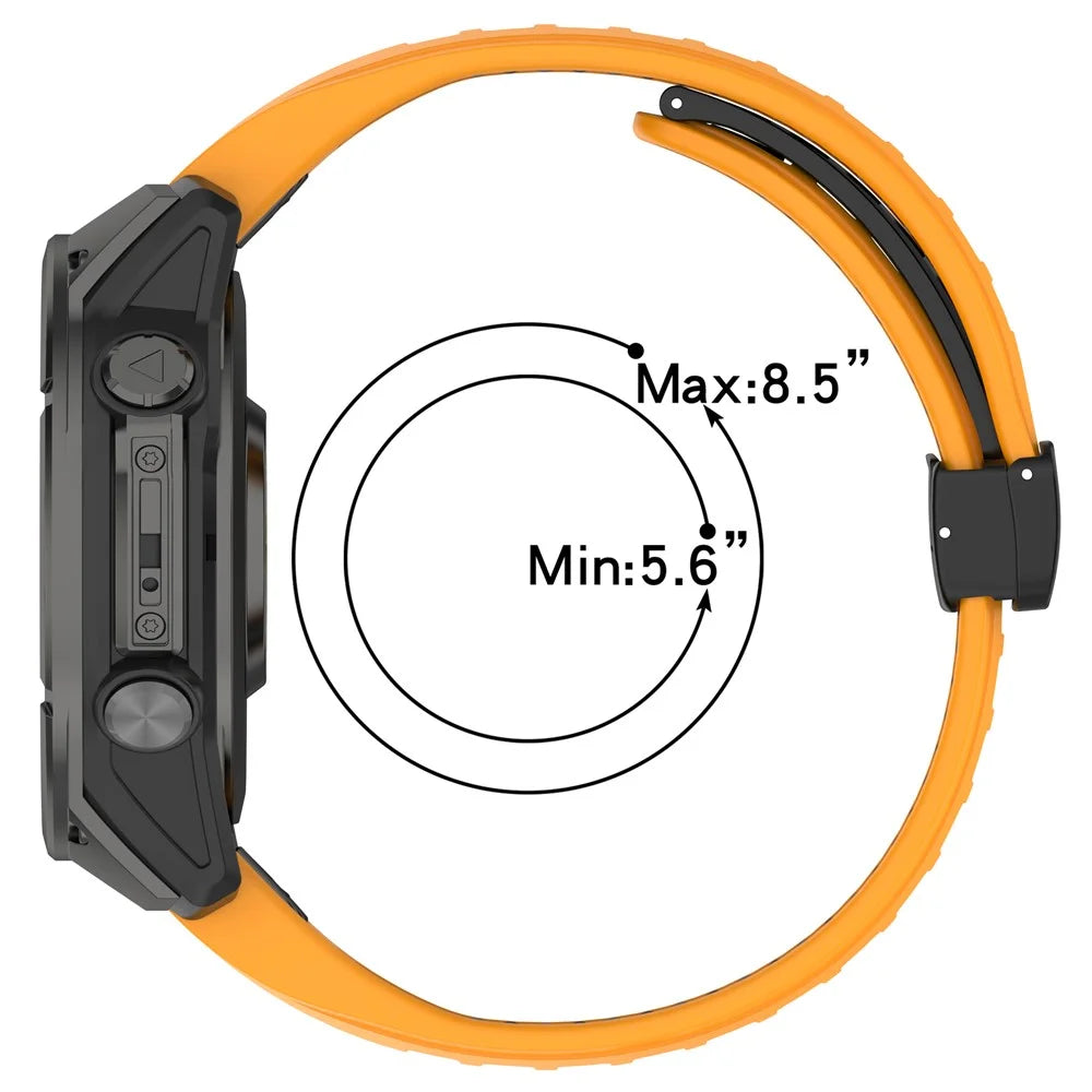 20mm Watch Band For Garmin Fenix 8 43mm / Descent MK3i / Fenix 7S Breathable Silicone Strap with Magnetic Folding Clasp - Orange+Black - 6