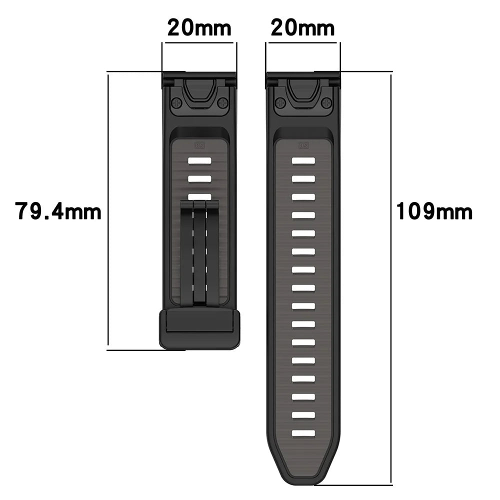 20mm Watch Band For Garmin Fenix 8 43mm / Descent MK3i / Fenix 7S Breathable Silicone Strap with Magnetic Folding Clasp - Orange+Black - 7