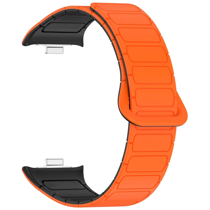 For Xiaomi Redmi Watch 5 Replacement Silicone Watch Band Reverse Buckle Magnetic Wrist Strap - Orange+Black - 2