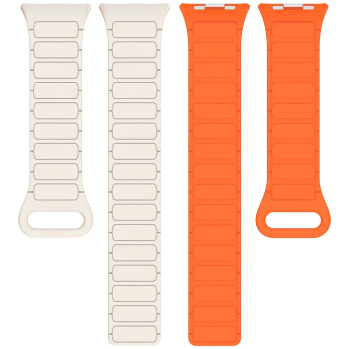 For Xiaomi Redmi Watch 5 Replacement Silicone Watch Band Reverse Buckle Magnetic Wrist Strap - Orange+Black - 5