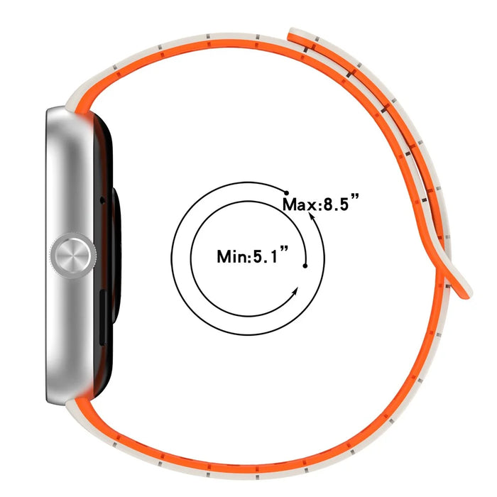 For Xiaomi Redmi Watch 5 Replacement Silicone Watch Band Reverse Buckle Magnetic Wrist Strap - Orange+Black - 6