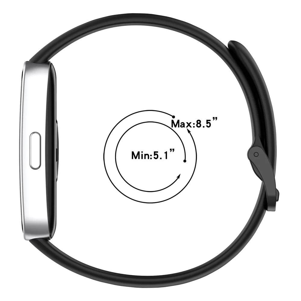 Silicone Watch Strap for Huawei Band 9 NFC  /  9  /  8 NFC  /  8 Adjustable Replacement Wrist Band - Black - 7