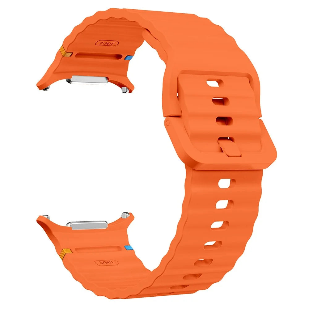 For Samsung Galaxy Watch Ultra2 47mm / Watch Ultra (2025) 47mm / Watch Ultra 47mm Silicone Watch Strap Wave Stitching Wrist Band - Orange - 2