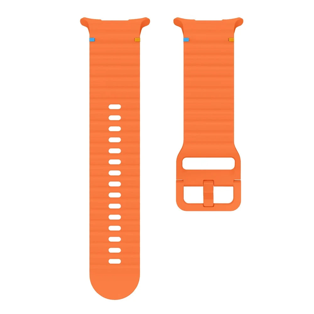 For Samsung Galaxy Watch Ultra2 47mm / Watch Ultra (2025) 47mm / Watch Ultra 47mm Silicone Watch Strap Wave Stitching Wrist Band - Orange - 3