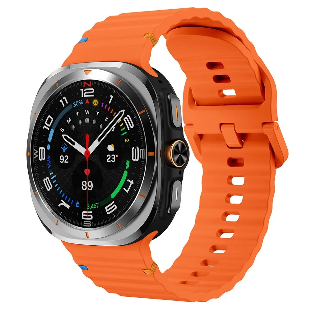 For Samsung Galaxy Watch Ultra2 47mm / Watch Ultra (2025) 47mm / Watch Ultra 47mm Silicone Watch Strap Wave Stitching Wrist Band - Orange - 4