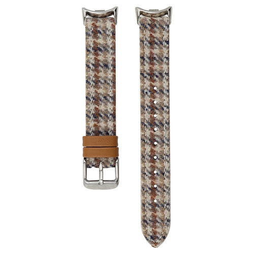 Slim Watch Strap For Xiaomi Smart Band 9 / 9 NFC / 8 / 8 NFC , Winter Vintage Wool + Leather Wristband - Oatmeal - 1