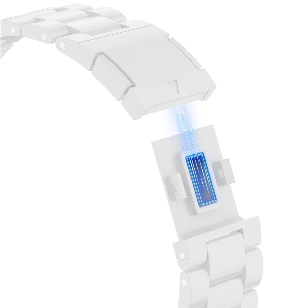 Watch Band For Apple Watch Series 11 10 42mm / 9 8 7 41mm / SE3 SE2 SE 6 5 4 40mm / 3 2 1 38mm Magnetic Clasp Candy 3-Bead Wrist Strap - White - 3