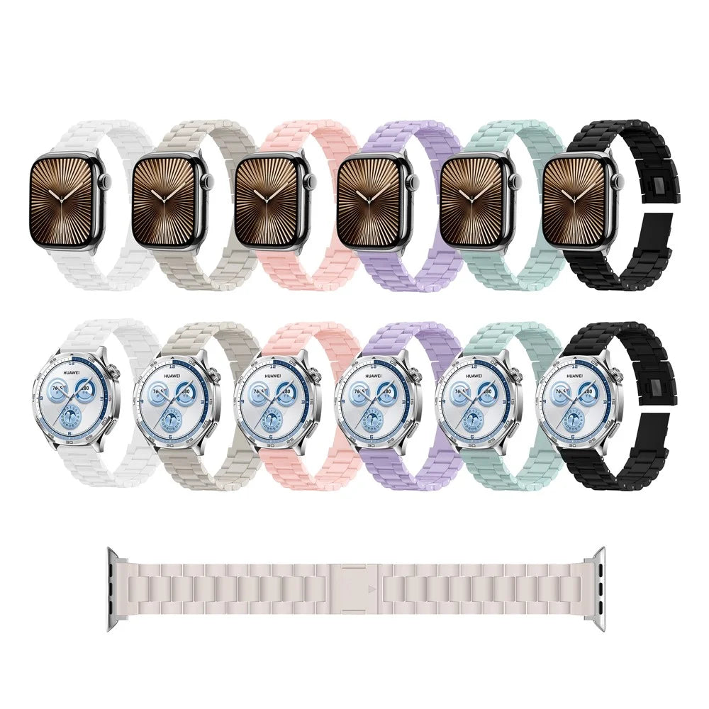 Watch Band For Apple Watch Series 11 10 42mm / 9 8 7 41mm / SE3 SE2 SE 6 5 4 40mm / 3 2 1 38mm Magnetic Clasp Candy 3-Bead Wrist Strap - White - 4