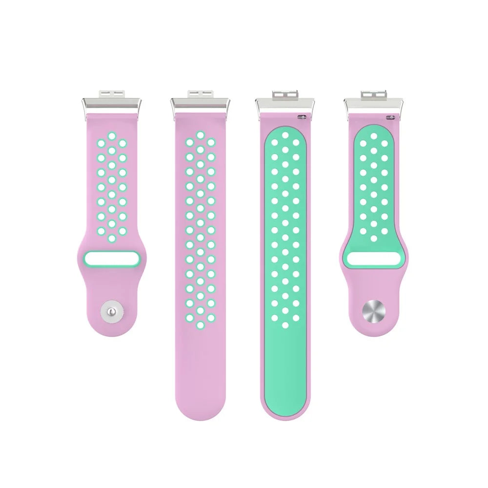 Dual Color Silicone Sport Watch Band Replacement Wrist Strap for Huawei Watch Fit TIA-B09 - Pink/Cyan - 5