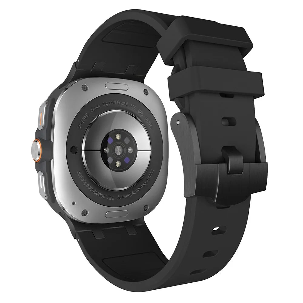 For Samsung Galaxy Watch Ultra2 47mm / Watch Ultra (2025) 47mm / Watch Ultra 47mm Silicone Watch Band Adjustable Strap with Black Buckle - Black + Black - 2
