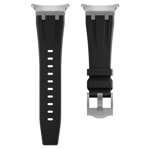 For Samsung Galaxy Watch Ultra2 47mm / Watch Ultra (2025) 47mm / Watch Ultra 47mm Silicone Watch Band Adjustable Strap with Silver Buckle - Silver + Black - 1
