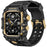 AMBAND Watch Band for Apple Watch SE (2023) / SE (2022) / SE / Series 6 / 5 / 4 44mm Bump Proof TPU Strap with Integrated Watch Case - Black  /  Gold - 1