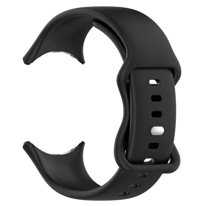 For Google Pixel Watch 4 45mm / Watch 3 45mm Silicone Watch Band Adjustable Strap Replacement Wristband - Black - 2