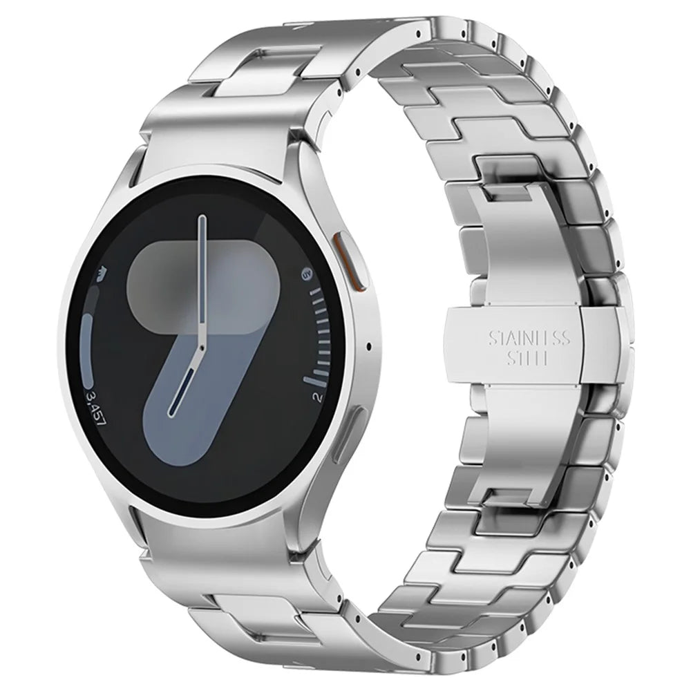 For Samsung Galaxy Watch7 44mm / 40mm Replacement Band Solid Stainless Steel Watch Strap - Silver - 2