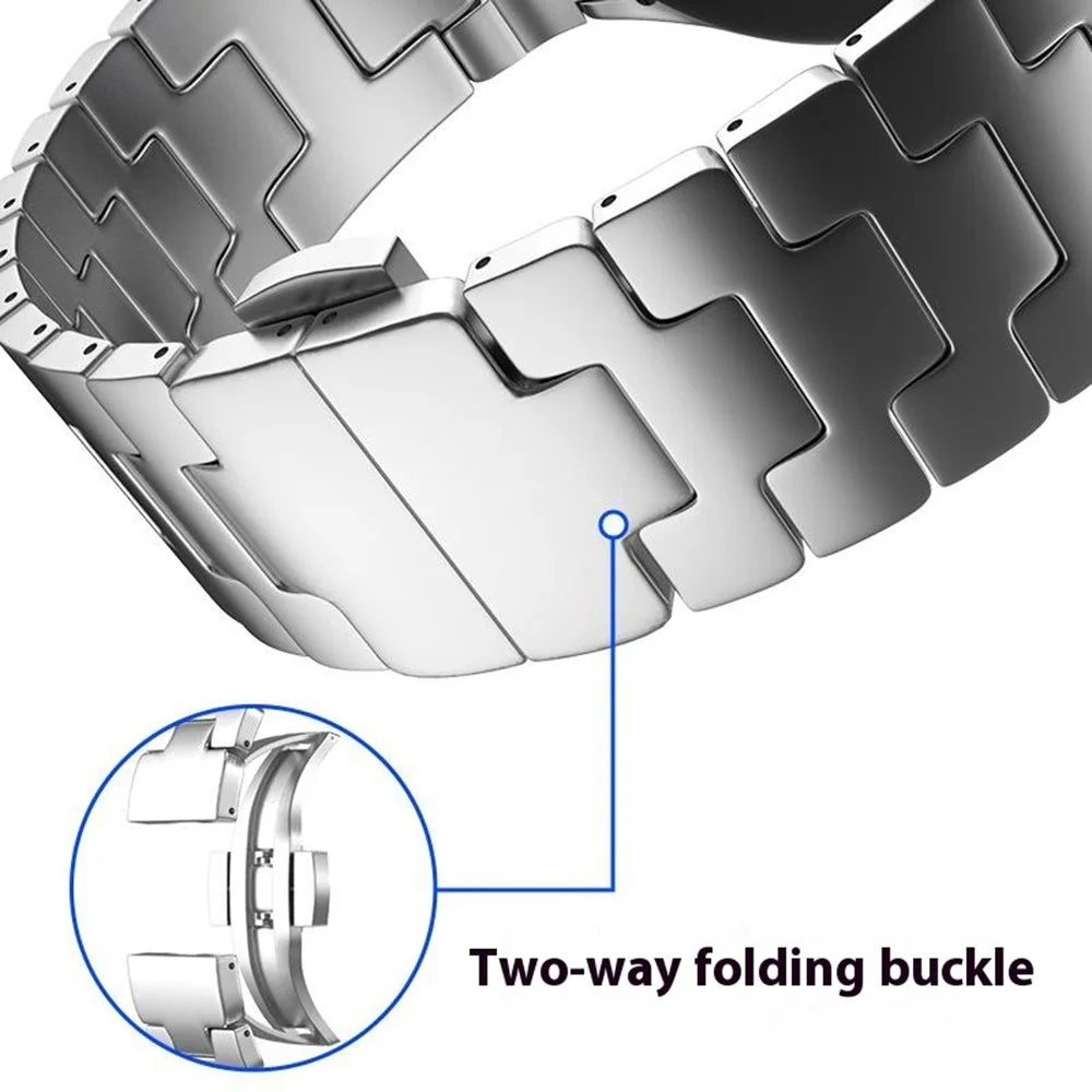 For Samsung Galaxy Watch7 44mm / 40mm Replacement Band Solid Stainless Steel Watch Strap - Silver - 4