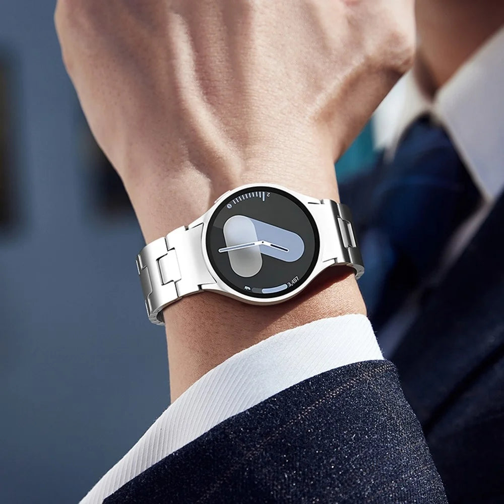 For Samsung Galaxy Watch7 44mm / 40mm Replacement Band Solid Stainless Steel Watch Strap - Silver - 5