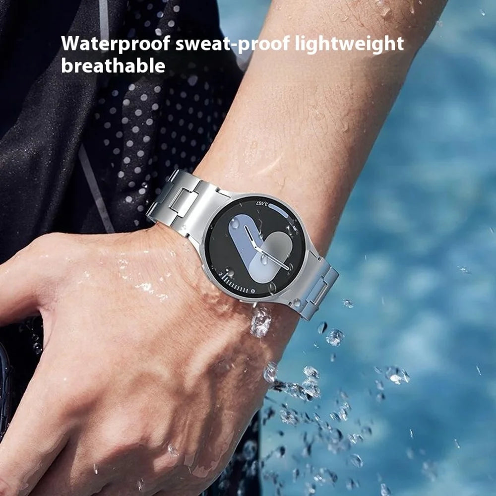 For Samsung Galaxy Watch7 44mm / 40mm Replacement Band Solid Stainless Steel Watch Strap - Silver - 6
