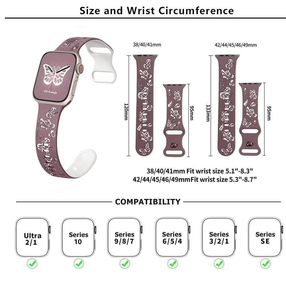 KALEBOL Dual Color Silicone Strap for Apple Watch Series 11 10 42mm / 9 8 7 41mm / SE3 SE2 SE 6 5 4 40mm / 3 2 1 38mm Butterfly Buckle Watchband - Smoke Purple + White - 4