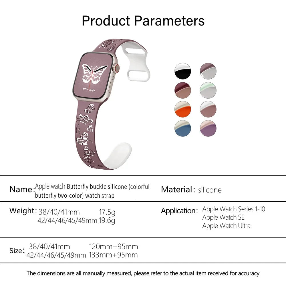 KALEBOL Dual Color Silicone Strap for Apple Watch Series 11 10 42mm / 9 8 7 41mm / SE3 SE2 SE 6 5 4 40mm / 3 2 1 38mm Butterfly Buckle Watchband - Smoke Purple + White - 5