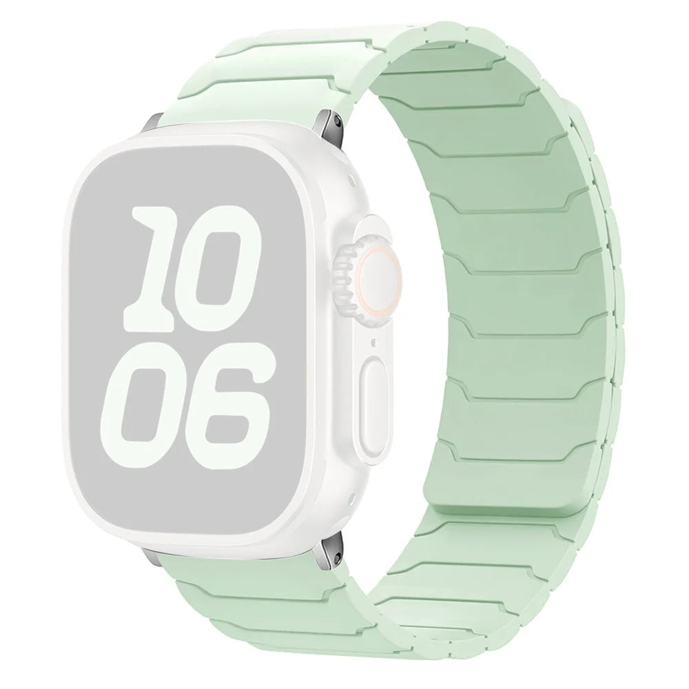 KALEBOL Silicone Magnetic Watch Band for Apple Watch Ultra 3 2 1 49mm / Series 11 10 46mm / 9 8 7 45mm / SE3 SE2 SE 6 5 4 44mm / 3 2 1 42mm Strap  - Light Mint - 1
