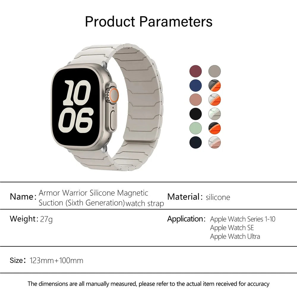 KALEBOL Silicone Magnetic Watch Band for Apple Watch Ultra 3 2 1 49mm / Series 11 10 46mm / 9 8 7 45mm / SE3 SE2 SE 6 5 4 44mm / 3 2 1 42mm Strap  - Light Mint - 4