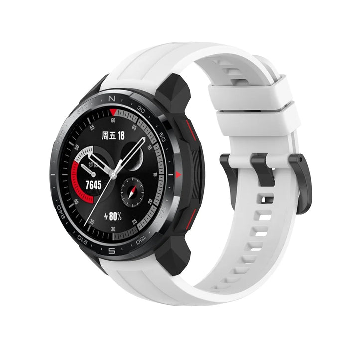 Solid Color Silicone Sport Watch Band Wrist Strap Replacement for Honor Watch GS Pro - White - 3