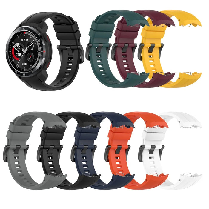 Solid Color Silicone Sport Watch Band Wrist Strap Replacement for Honor Watch GS Pro - White - 7
