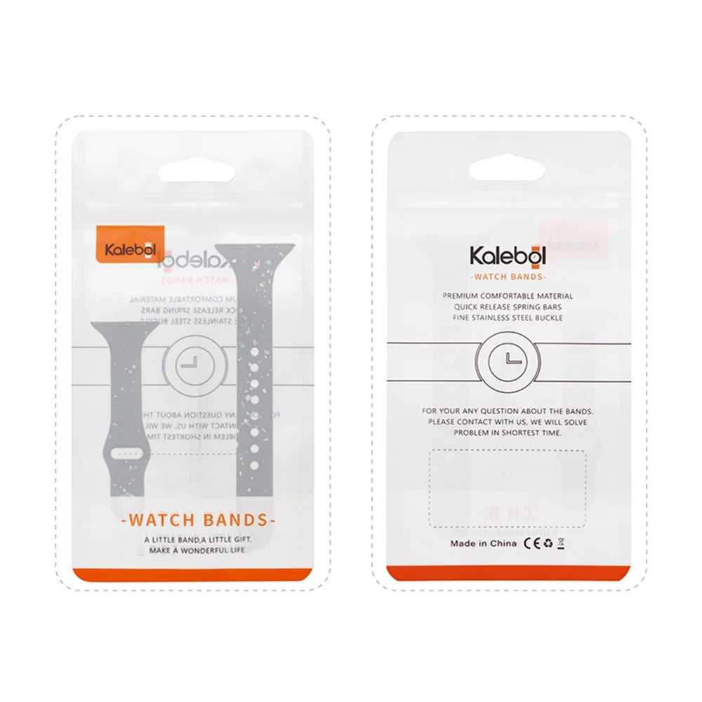 KALEBOL Silicone Watch Strap for Apple Watch Series 11 10 42mm / 9 87 41mm / SE3 SE2 SE 6 5 4 40mm / 3 2 1 38mm Colorful Flakes Band - Hot Pink - 7