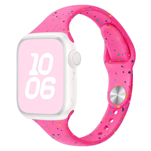 KALEBOL Silicone Watch Strap for Apple Watch Ultra 3 2 1 49mm / Series 11 10 46mm / 9 8 7 45mm / SE3 SE2 SE 6 5 4 44mm / 3 2 1 42mm Colorful Flakes Band - Hot Pink - 1
