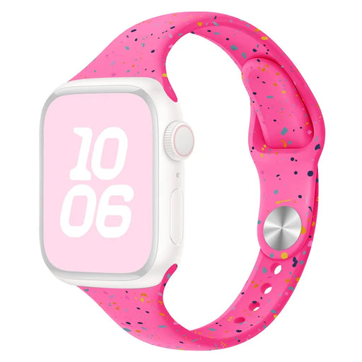 KALEBOL Silicone Watch Strap for Apple Watch Ultra 3 2 1 49mm / Series 11 10 46mm / 9 8 7 45mm / SE3 SE2 SE 6 5 4 44mm / 3 2 1 42mm Colorful Flakes Band - Hot Pink - 1