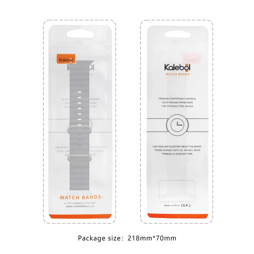 KALEBOL Ocean Silicone Band For Apple Watch Series 11 10 42mm / 9 87 41mm / SE3 SE2 SE 6 5 4 40mm / 3 2 1 38mm Breathable Soft Watch Strap - Black - 7