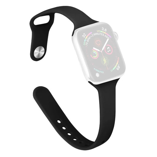 KALEBOL Silicone Watch Band for Apple Watch Ultra 3 2 1 49mm / Series 11 10 46mm / 9 8 7 45mm / SE3 SE2 SE 6 5 4 44mm / 3 2 1 42mm Replacement Strap - Black - 1
