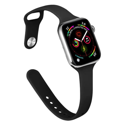 KALEBOL Silicone Watch Band for Apple Watch Ultra 3 2 1 49mm / Series 11 10 46mm / 9 8 7 45mm / SE3 SE2 SE 6 5 4 44mm / 3 2 1 42mm Replacement Strap - Black - 2