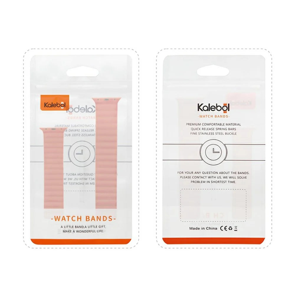 KALEBOL Magnetic Watch Band for Apple Watch Ultra 3 2 1 49mm / Series 11 10 46mm / 9 8 7 45mm / SE3 SE2 SE 6 5 4 44mm / 3 2 1 42mm Silicone Strap - Black Orange - 7