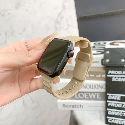 KALEBOL Watch Strap for Apple Watch Series 11 10 42mm / 9 8 7 41mm / SE3 SE2 SE 6 5 4 40mm / 3 2 1 38mm Three Bead Silicone Band - Brown - 2