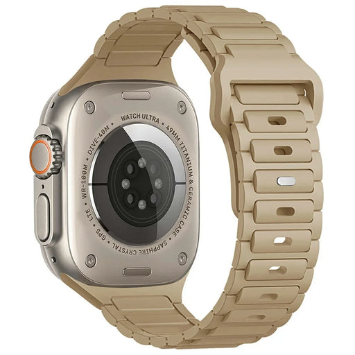 KALEBOL Watch Strap for Apple Watch Ultra 3 2 1 49mm / Series 11 10 46mm / 9 8 7 45mm / SE3 SE2 SE 6 5 4 44mm / 3 2 1 42mm Three Bead Silicone Band - Brown - 1
